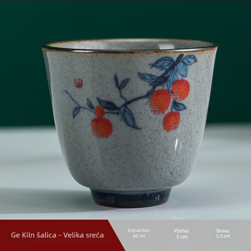 Ge Kiln retro set za čaj s poklopcem i šalicama, plavo-bijela glazura, motiv tri talenata, nadahnut dinastijom Song