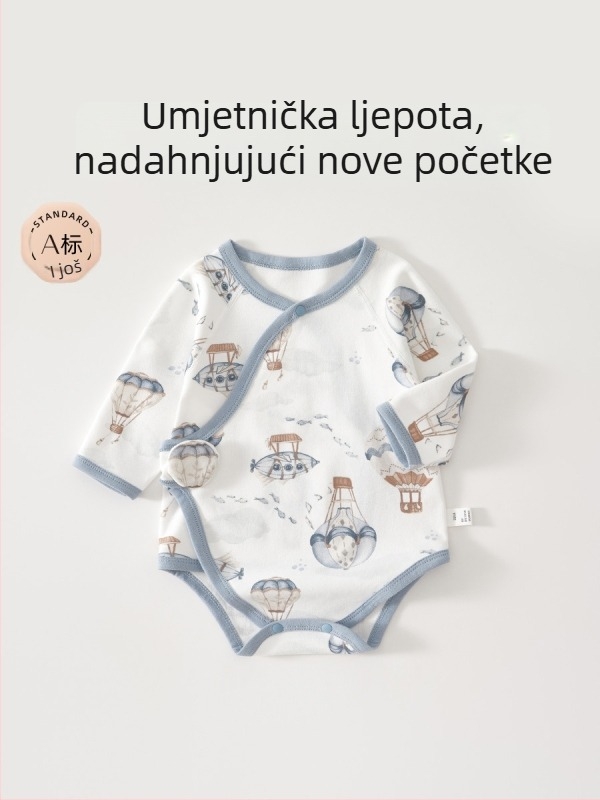 Pamukasti romper za novorođenče s dugim rukavima, 100% pamuk, unisex, za proljeće i jesen