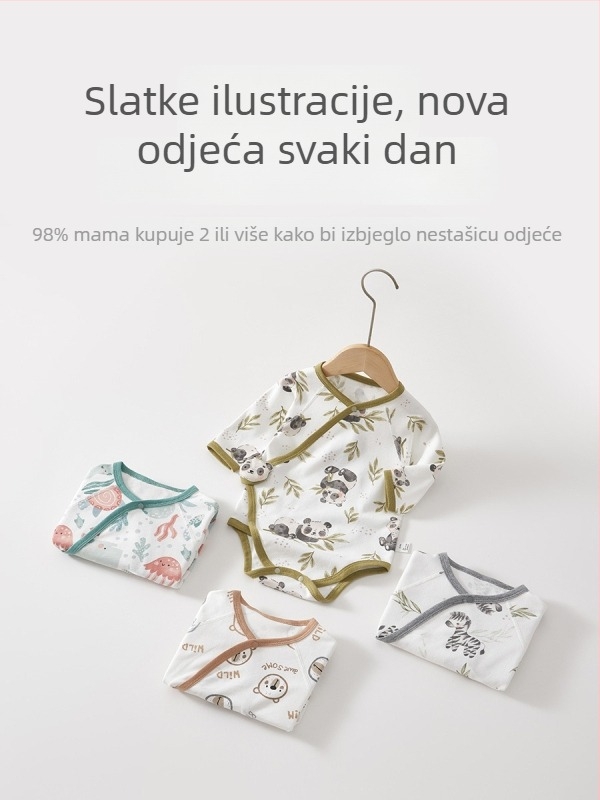 Pamukasti romper za novorođenče s dugim rukavima, 100% pamuk, unisex, za proljeće i jesen