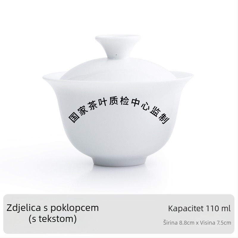 Šalica za ocjenjivanje oolong čaja od bijelog porculana s poklopcem, QS certificirano, za ocjenu čajnih listova i edukaciju; pogodna za logo