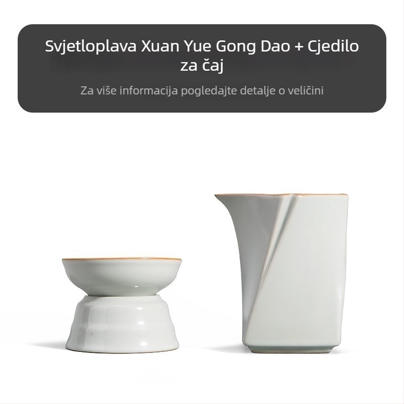 Ru Kiln set za čaj s konusnim poklopom i Kung Fu šalicama, kineski stil, jednostavan moderni mali set