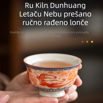 Porcelanska čajna šalica Ru Kiln, Deding Dunhuang, retro stil, za žene, mala veličina, za dom ili ured