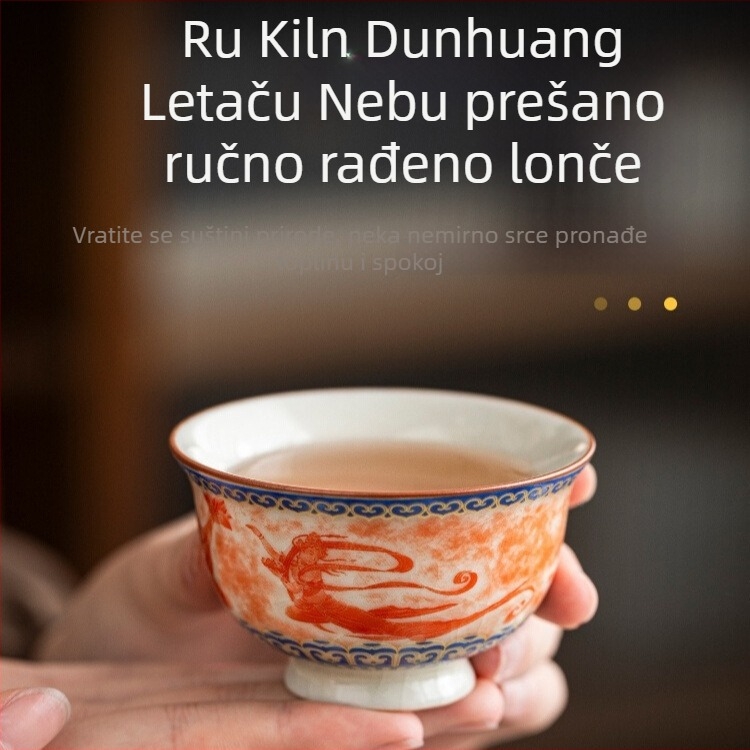 Porcelanska čajna šalica Ru Kiln, Deding Dunhuang, retro stil, za žene, mala veličina, za dom ili ured