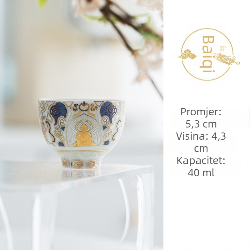 Set čajnog posuđa s zlatno-srebrnim inlažom, dunhuanska kulturno-kreativna, za kućnu upotrebu; dar učiteljima i starijima; šalice za čaj i šalice domaćina.