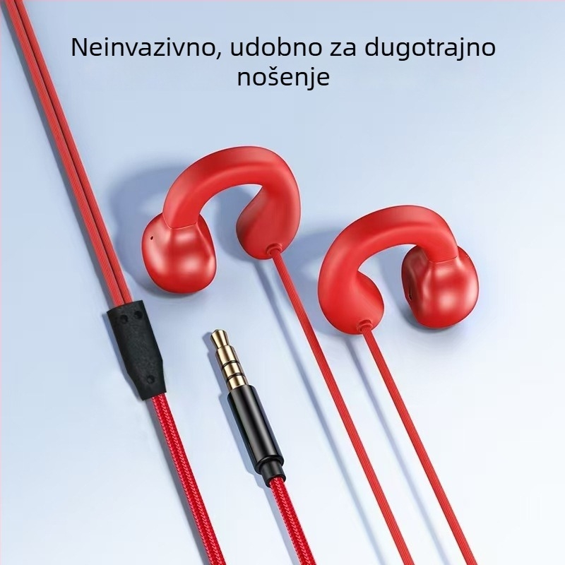 2,3 m klips slušalice, žične, s ušnim kukicama, dinamički pogon, udobne za dugo nošenje, kabel 2,3 m / 1,2 m, za mobitel, stolna računala, prijenosna računala i igranje