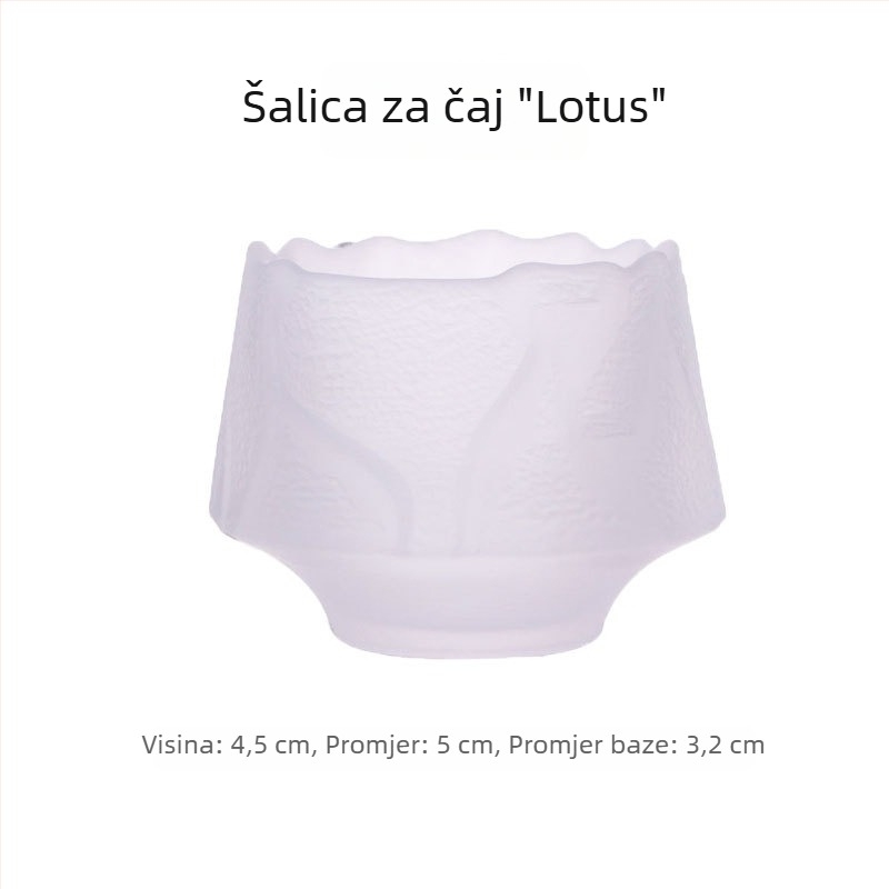 Staklena set za kušanje čaja, japanski stil, matirane šalice s motivom lotusa i zlatnim obrubom