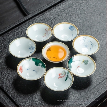 Ručna Gongfu čajna šalica, keramika plavo-bijela porcelin, mala čaša za degustaciju čaja