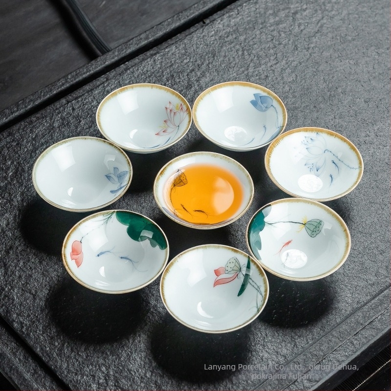 Ručna Gongfu čajna šalica, keramika plavo-bijela porcelin, mala čaša za degustaciju čaja