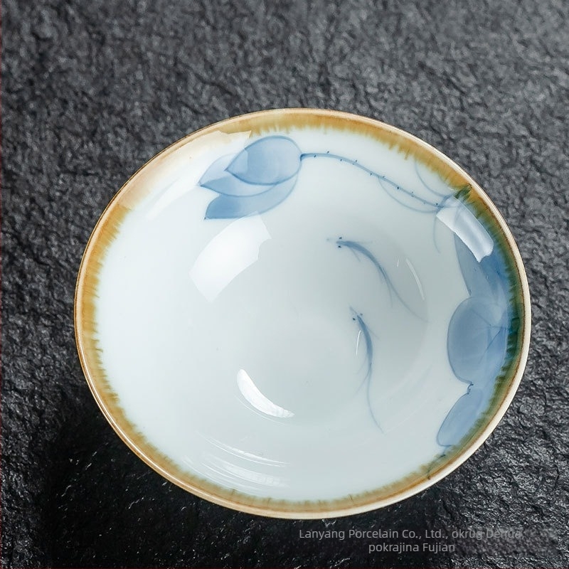 Ručna Gongfu čajna šalica, keramika plavo-bijela porcelin, mala čaša za degustaciju čaja