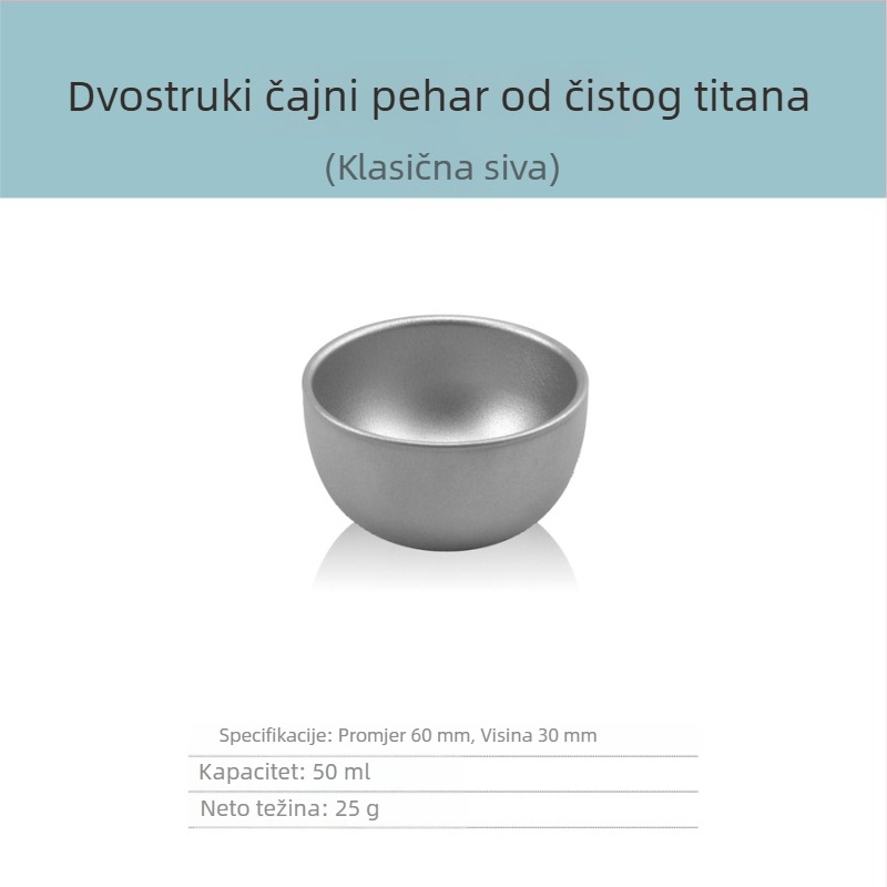 Set gaiwan od čistog titana, trodijelni, dvostruko izolirana šalica za čaj, 130 ml, u kutiji za poklon