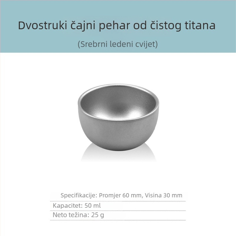 Set gaiwan od čistog titana, trodijelni, dvostruko izolirana šalica za čaj, 130 ml, u kutiji za poklon