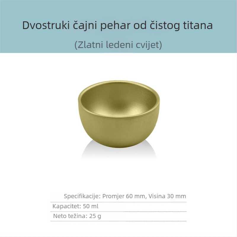 Set gaiwan od čistog titana, trodijelni, dvostruko izolirana šalica za čaj, 130 ml, u kutiji za poklon