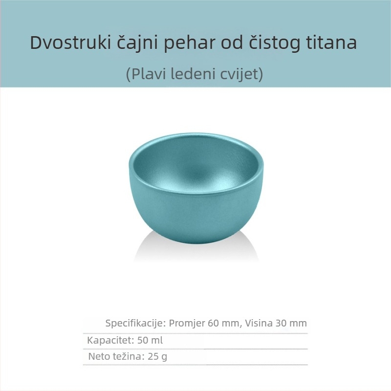 Set gaiwan od čistog titana, trodijelni, dvostruko izolirana šalica za čaj, 130 ml, u kutiji za poklon