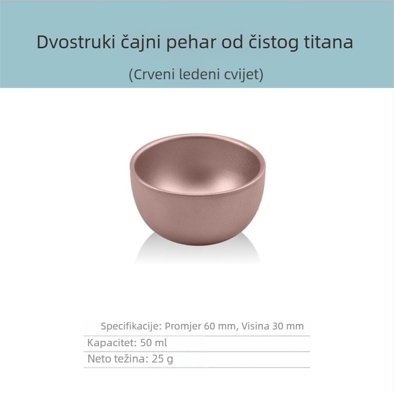Set gaiwan od čistog titana, trodijelni, dvostruko izolirana šalica za čaj, 130 ml, u kutiji za poklon
