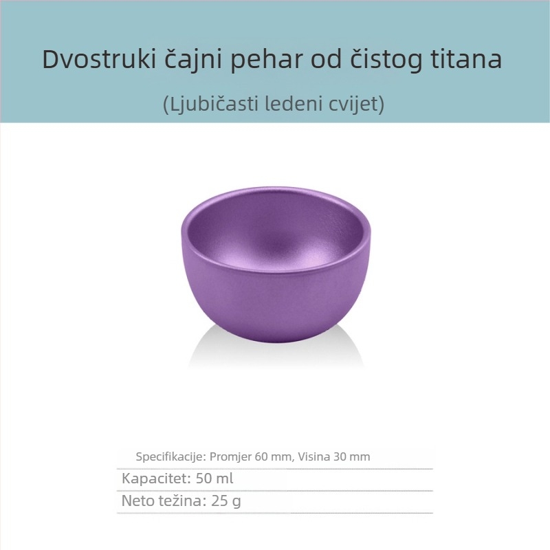 Set gaiwan od čistog titana, trodijelni, dvostruko izolirana šalica za čaj, 130 ml, u kutiji za poklon
