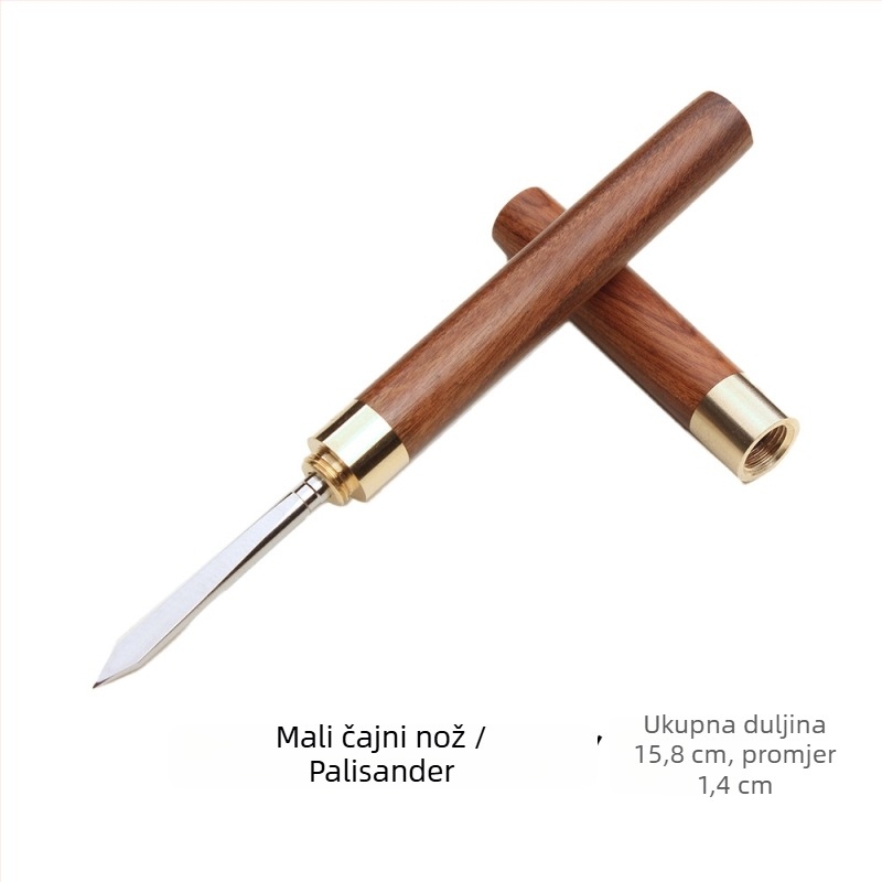 Mali set čajnih alata: igla za čaj od ebanovog drveta, nož za čaj od ružinog drveta, konus Pu'er čaja, čajna pločica, dodaci za ceremoniju čaja, mogućnost laserskog loga