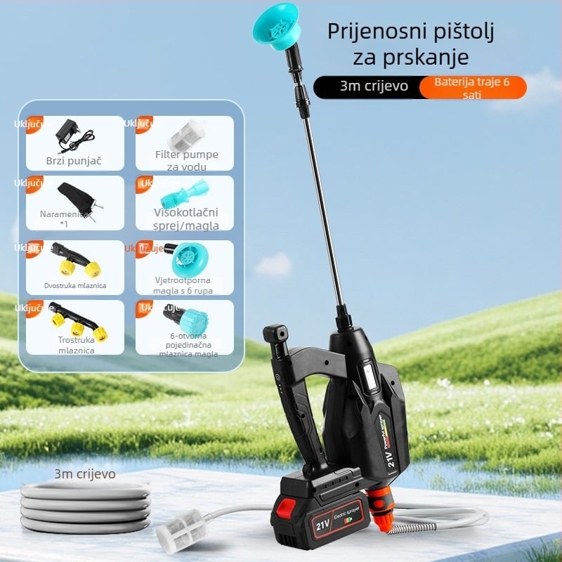Električna visokotlačna prskalica za primjenu pesticida i dezinfekciju, poljoprivreda i kućna upotreba, zamjenjiva litijska baterija, Makita utikač, univerzalno punjenje