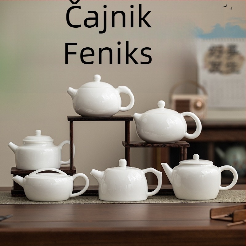 Čajnik od Dehua bijelog porculana, ručna izrada u stilu kung fu, motiv Feniks, keramički čajnik za kućnu upotrebu, mogućnost prilagodbe logotipa