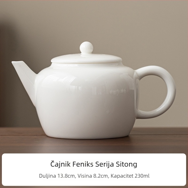 Čajnik od Dehua bijelog porculana, ručna izrada u stilu kung fu, motiv Feniks, keramički čajnik za kućnu upotrebu, mogućnost prilagodbe logotipa