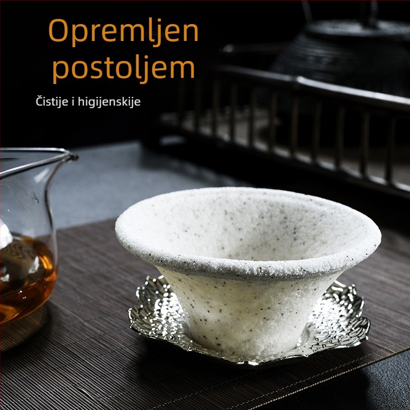 Porcelanski čajni filter s lijevkom — neporozni keramički filter za listove čaja