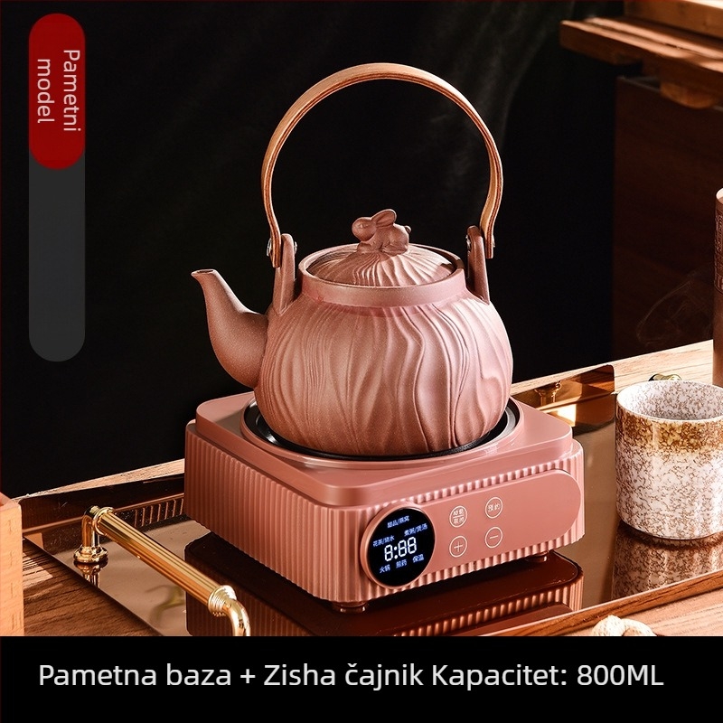 Tradicionalni set čajnika od ljubičaste gline za kuhanje na otvorenom plamenu, ručno izrađeni čajnik od ljubičaste gline, posuda za grijanje vode, grijač za mlijeko, čajnik i posuda
