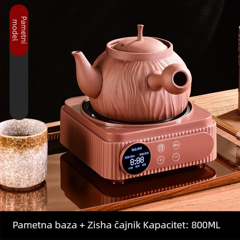 Tradicionalni set čajnika od ljubičaste gline za kuhanje na otvorenom plamenu, ručno izrađeni čajnik od ljubičaste gline, posuda za grijanje vode, grijač za mlijeko, čajnik i posuda