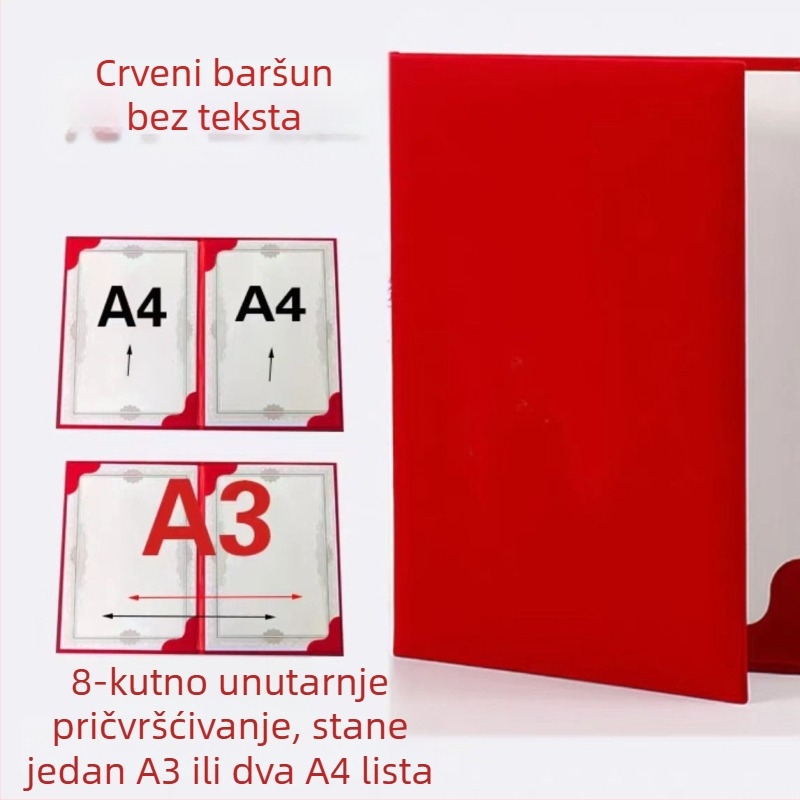 Crvena kožna korica certifikata formata A4 za govore i poetsko recitiranje