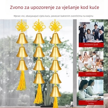 2026 novi model bakreni viseći zvončić za vjetar – metalni bakreni zvončić, pet žutih i dvije crne akcentne boje, kućna dekoracija za dnevni boravak, spavaću sobu i balkon
