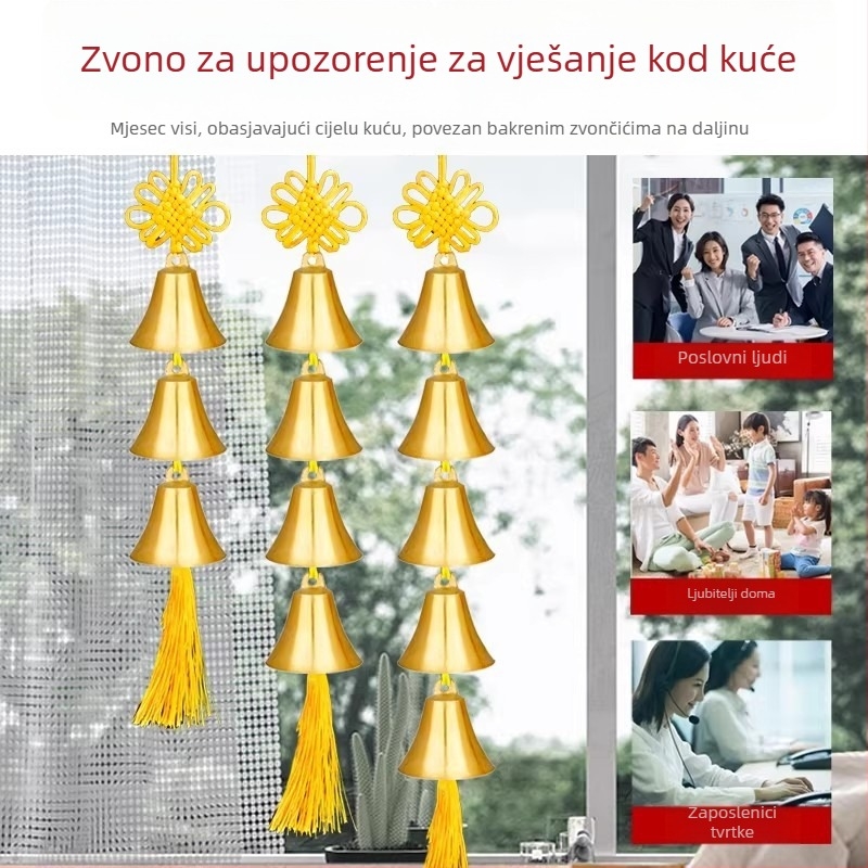 2026 novi model bakreni viseći zvončić za vjetar – metalni bakreni zvončić, pet žutih i dvije crne akcentne boje, kućna dekoracija za dnevni boravak, spavaću sobu i balkon