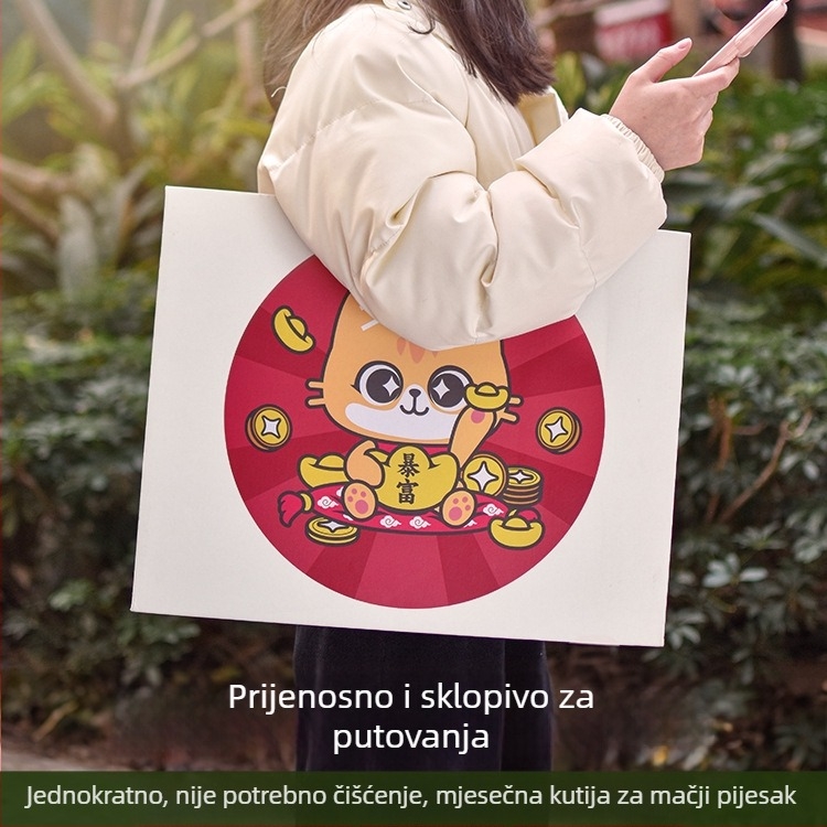Jednokratna kutija za mačji pijesak, prijenosna, sklopiva, vodootporna, velika, za putovanja i uporabu u automobilu