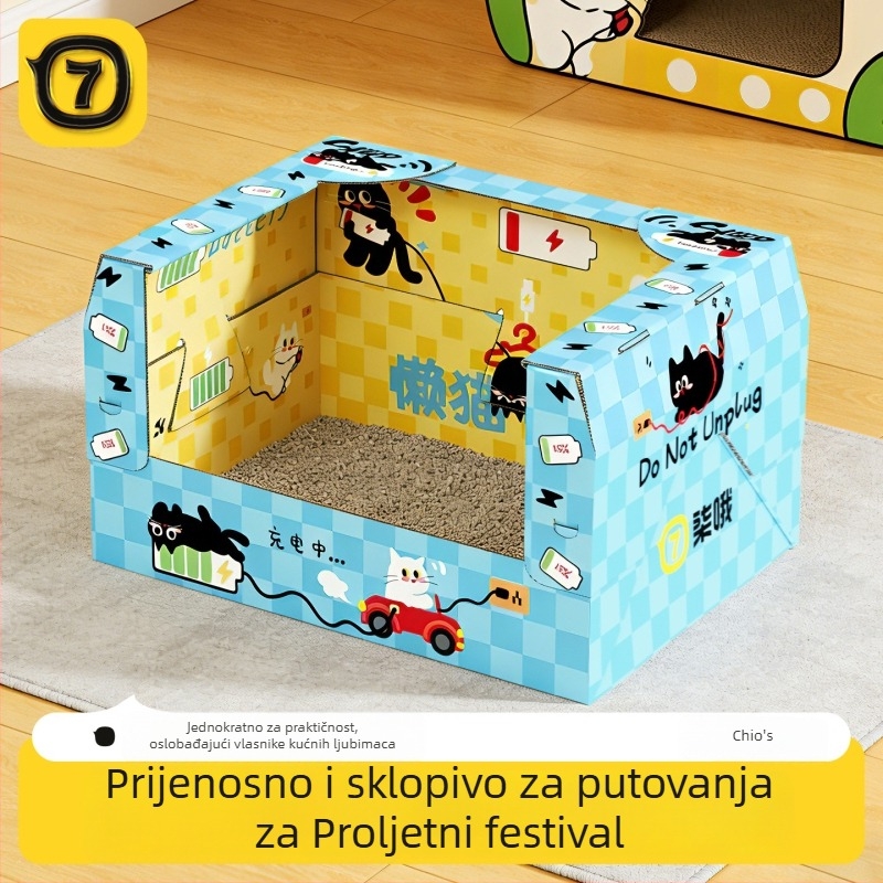 Jednokratna kutija za mačji pijesak, prijenosna, sklopiva, vodootporna, velika, za putovanja i uporabu u automobilu