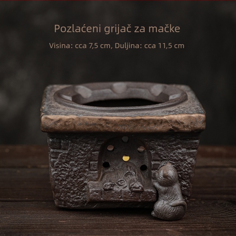 Vintage rustikalni keramički set za grijanje čaja, japanskog stila baza svijeće i keramički čajnik.
