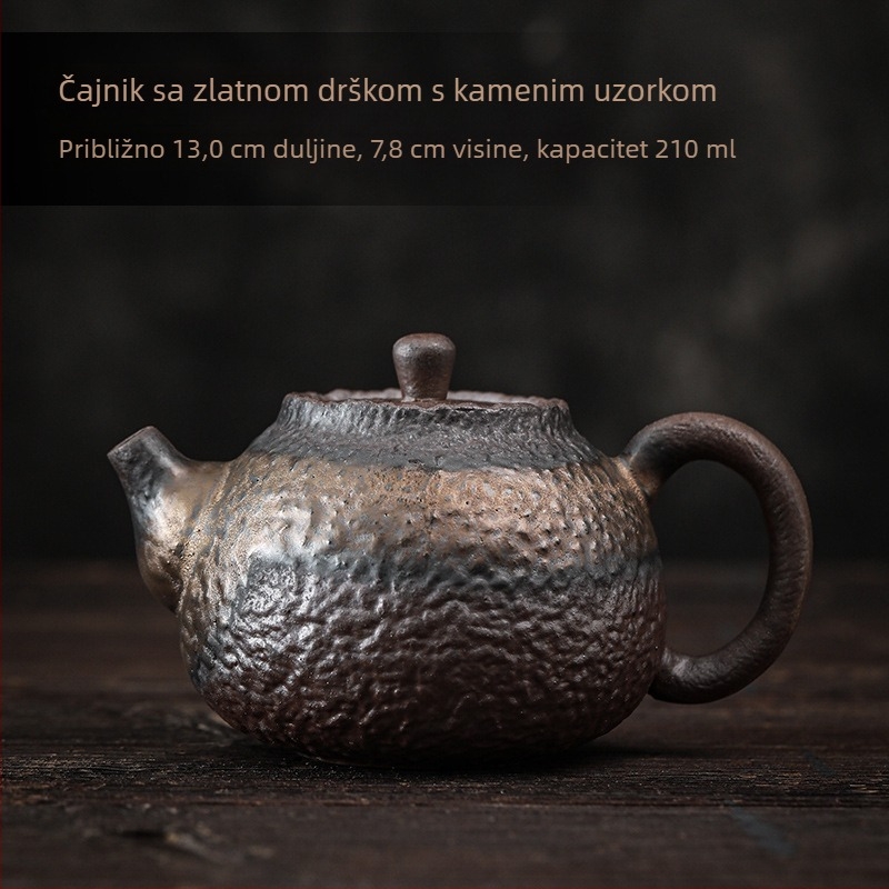 Vintage rustikalni keramički set za grijanje čaja, japanskog stila baza svijeće i keramički čajnik.