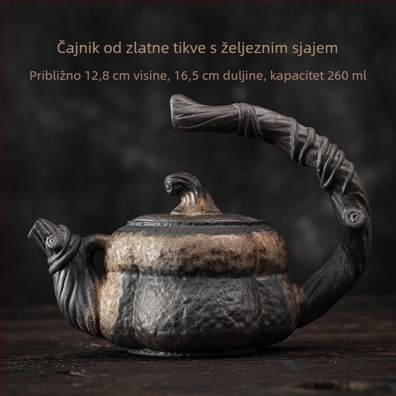 Vintage rustikalni keramički set za grijanje čaja, japanskog stila baza svijeće i keramički čajnik.