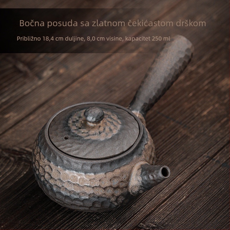 Vintage rustikalni keramički set za grijanje čaja, japanskog stila baza svijeće i keramički čajnik.