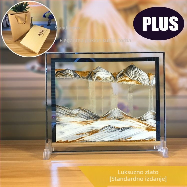 3D slika tekućeg pijeska u staklenom ukrasnom satu za dom