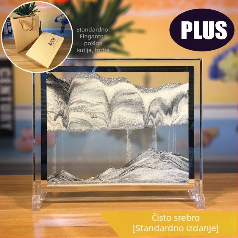 3D slika tekućeg pijeska u staklenom ukrasnom satu za dom