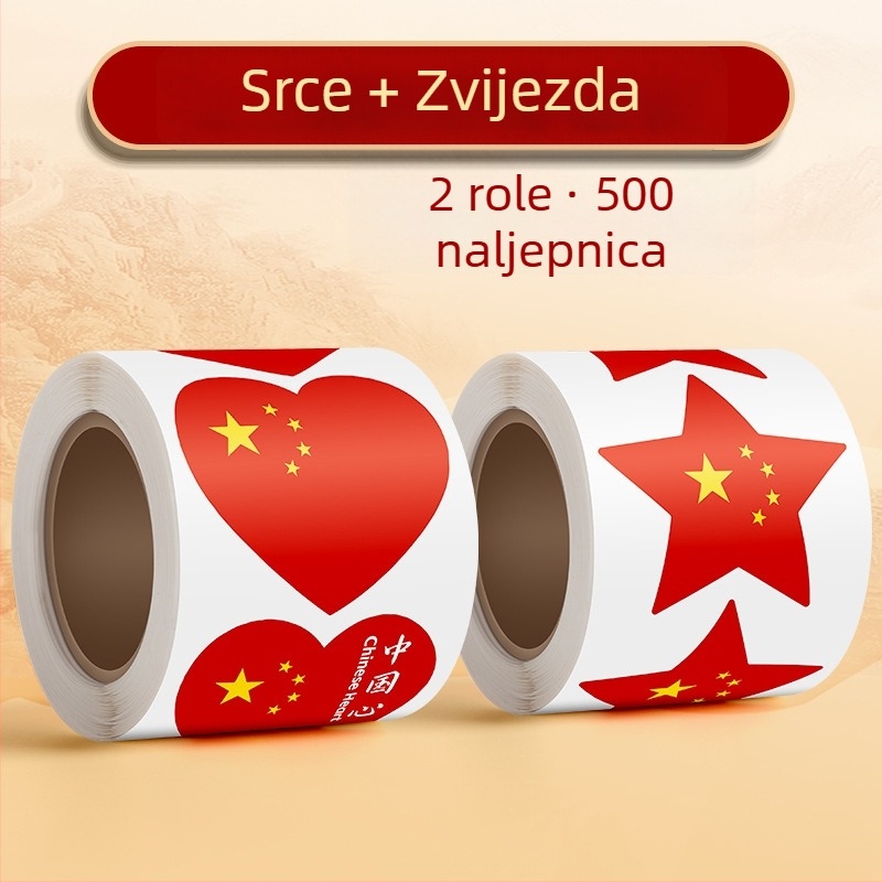 True Color patriotska crvena zastavica – naljepnica za lice sa srcem, mala zastavica