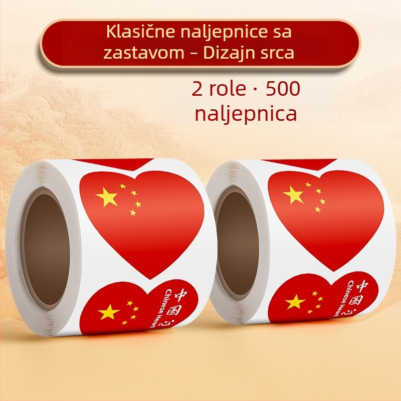 True Color patriotska crvena zastavica – naljepnica za lice sa srcem, mala zastavica