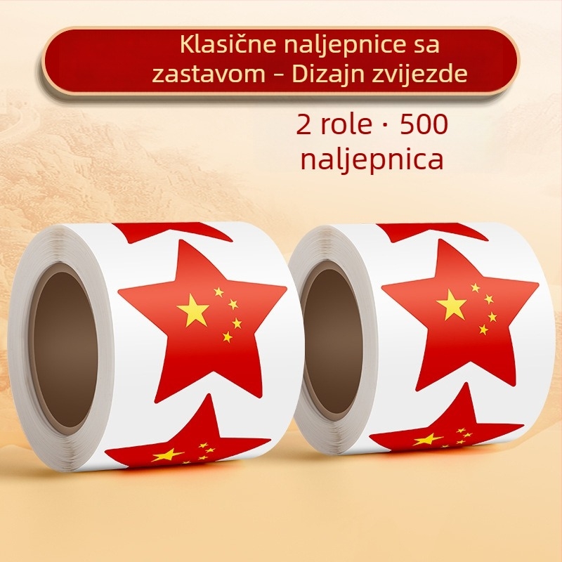True Color patriotska crvena zastavica – naljepnica za lice sa srcem, mala zastavica