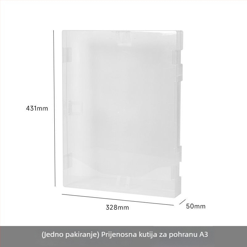 Prozirna A3 kutija za dokumente s čvrstim dnom za učenike, velika kapaciteta, višenamjenski folder za umjetnost i stolni organizator