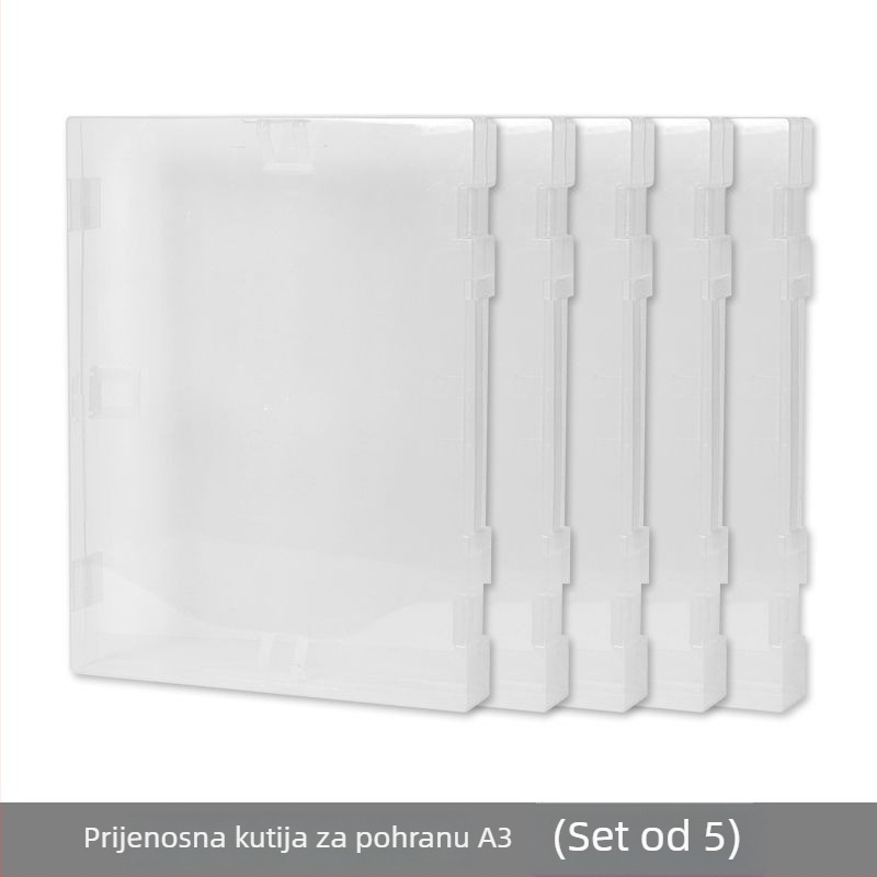 Prozirna A3 kutija za dokumente s čvrstim dnom za učenike, velika kapaciteta, višenamjenski folder za umjetnost i stolni organizator