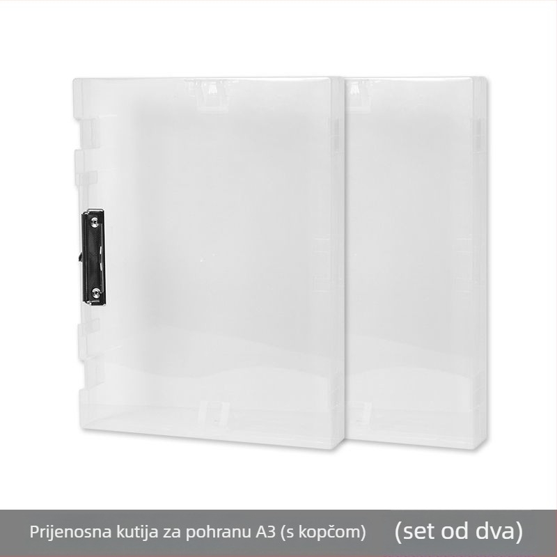 Prozirna A3 kutija za dokumente s čvrstim dnom za učenike, velika kapaciteta, višenamjenski folder za umjetnost i stolni organizator