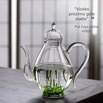 Ručna čajna posuda, lijepa čajna posuda, uređaj za pripremu čaja, čajnik od stakla visokog borosilikata za zeleni čaj, kućni stakleni čajnik, vino posuda, odjeljak čaja i vode