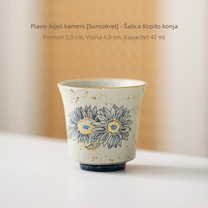Porcelanska šalica za čaj u plavo-bijelom dizajnu za crni čaj, luksuzna, jedna šalica za osobnu uporabu