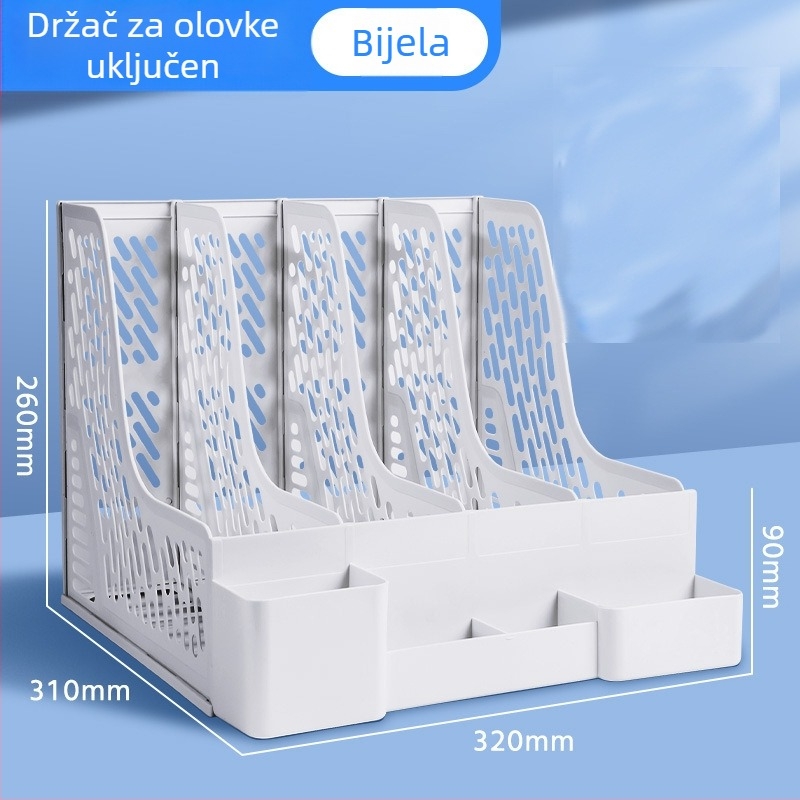Plastični regal za dokumente s četiri kolone