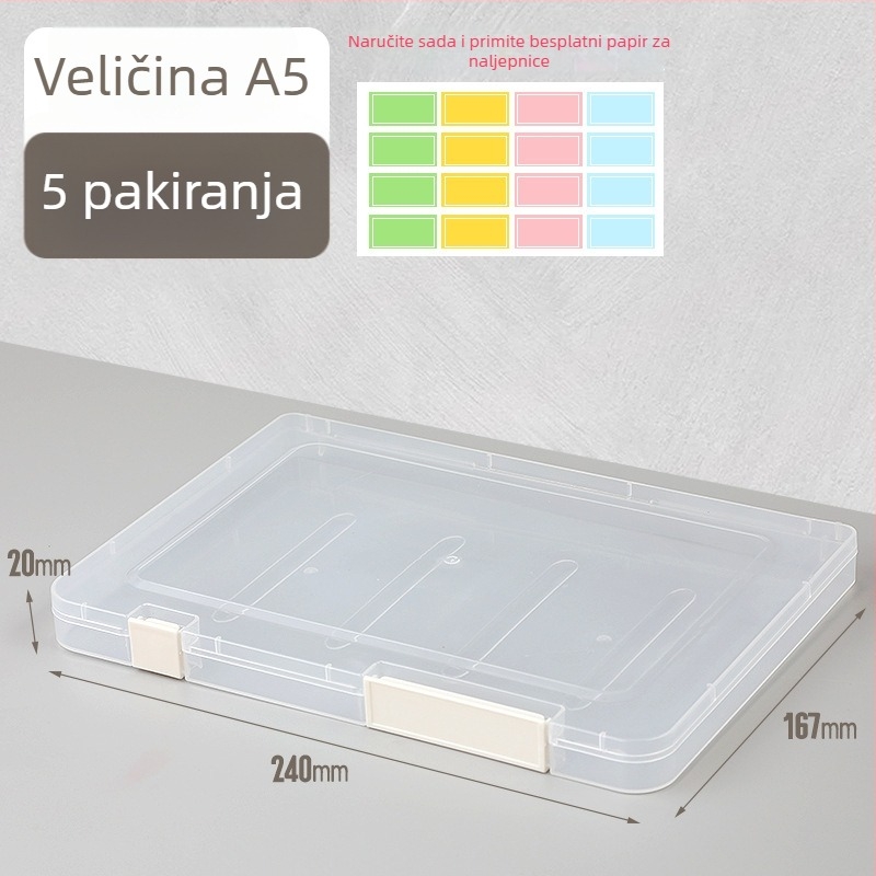 Prozirna kutija za dokumente A4/A5 s dvostrukim zatvaračem - plastična kutija za uredske dokumente i račune