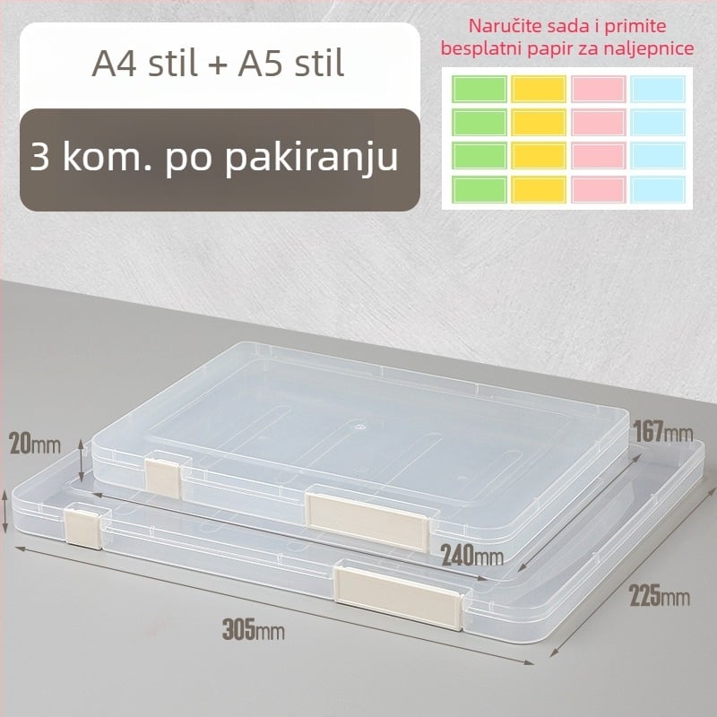 Prozirna kutija za dokumente A4/A5 s dvostrukim zatvaračem - plastična kutija za uredske dokumente i račune