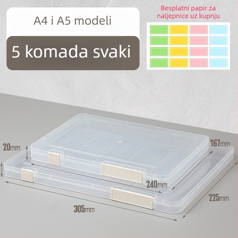Prozirna kutija za dokumente A4/A5 s dvostrukim zatvaračem - plastična kutija za uredske dokumente i račune
