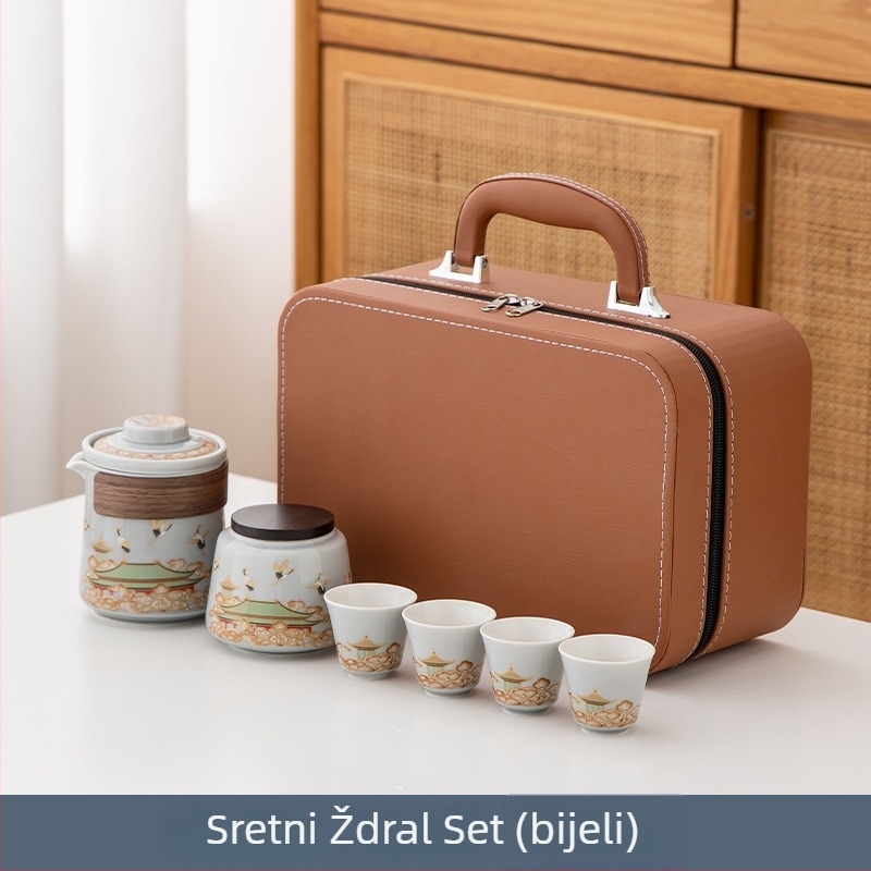 Prijenosni porcelanski set za čaj za putovanja i ured